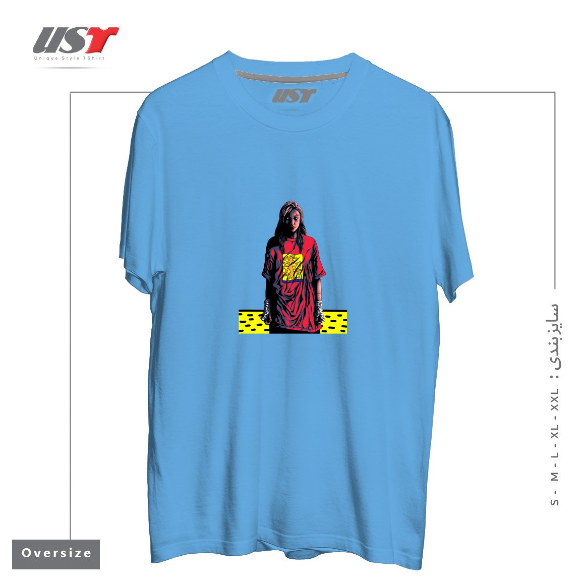 طرح KEITH TREE تیشرت اورسایزرنگ آبی روشن