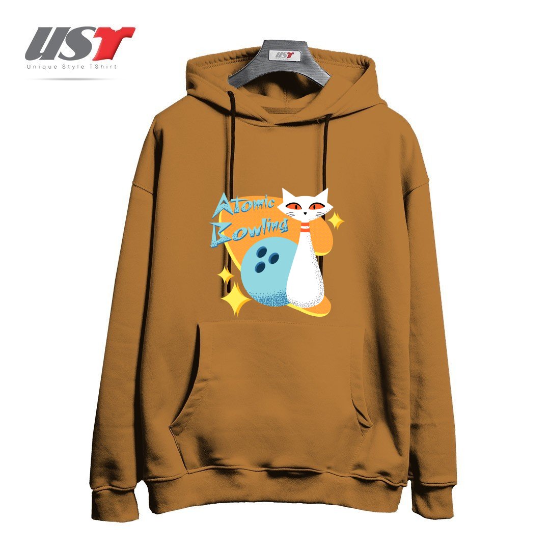 هودی اورسایز طرح ATOMIC CAT IN MID-CENTURY MODERN BOWLING DESIGN