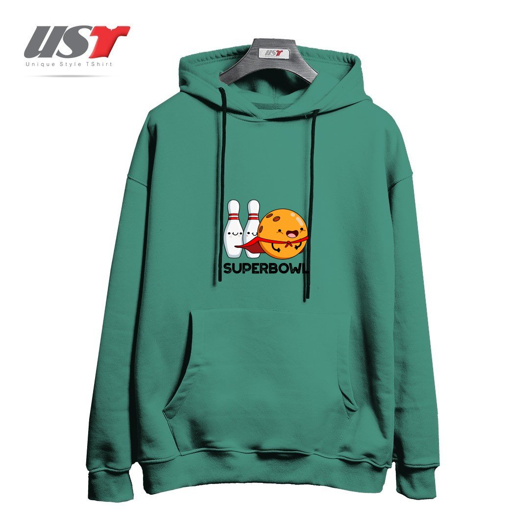هودی اورسایز طرح SUPER BOWL CUTE SUPER HERO BOWLING PUN