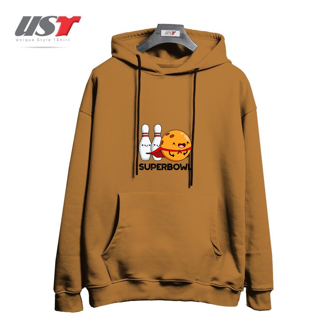 طرح SUPER BOWL CUTE SUPER HERO BOWLING PUN هودی اورسایزرنگ نسکافه ای