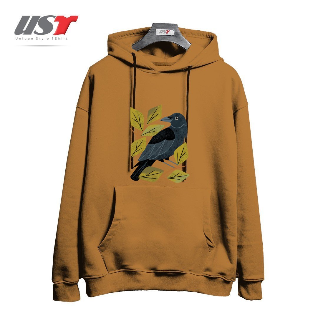 هودی اورسایز طرح PERCHING RAVEN