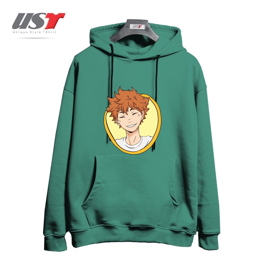 طرح HINATA'S CUTE SMILE هودی اورسایزرنگ سبز سدری