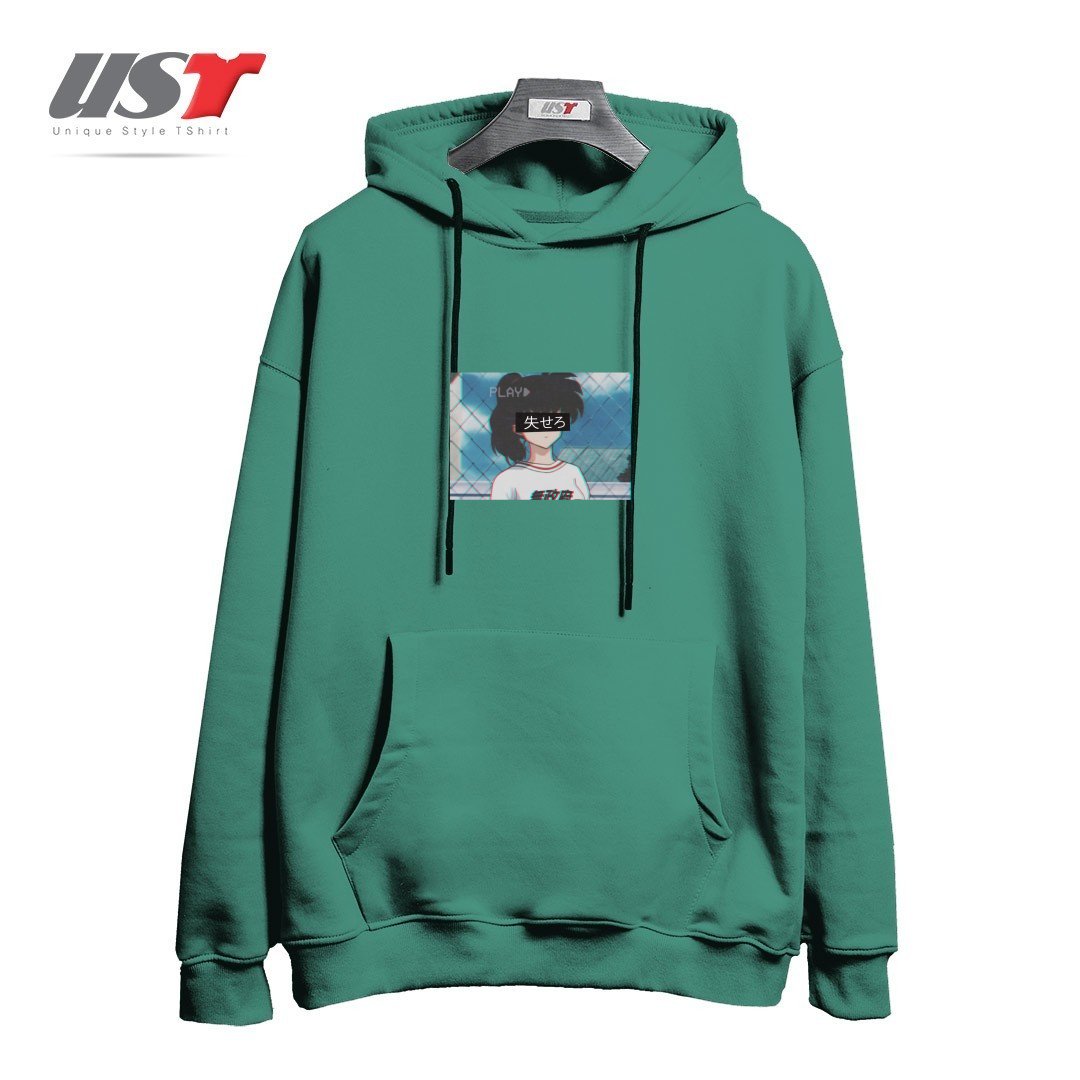 طرح Anime Aesthetic هودی اورسایزرنگ سبز سدری