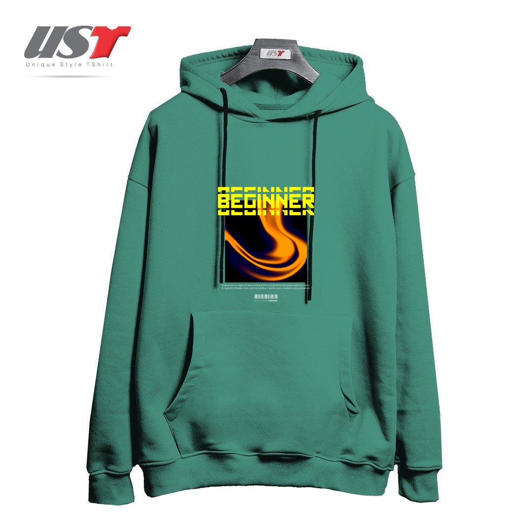 طرح typography 19 هودی اورسایزرنگ سبز سدری