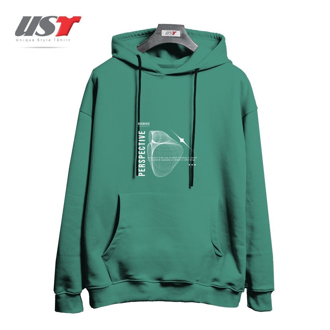 طرح typography 27 هودی اورسایزرنگ سبز سدری