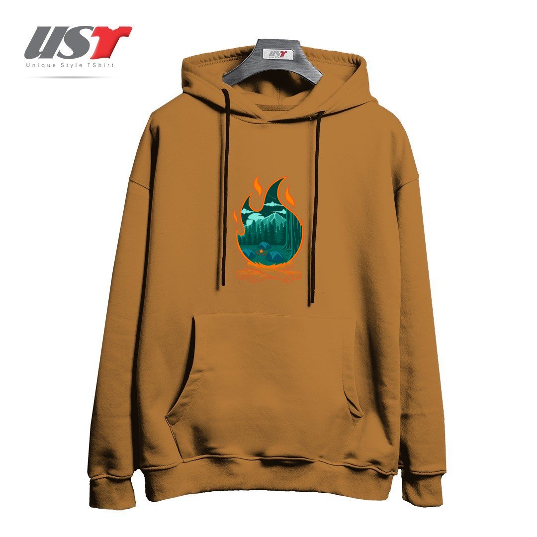 هودی اورسایز طرح CAMPFIRE ADVENTURE CAMPING