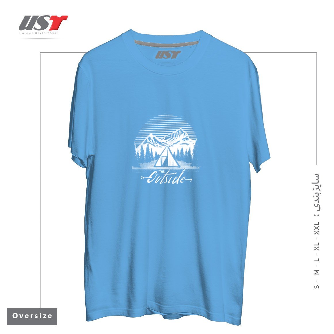 طرح THE OUTSIDE تیشرت اورسایزرنگ آبی روشن