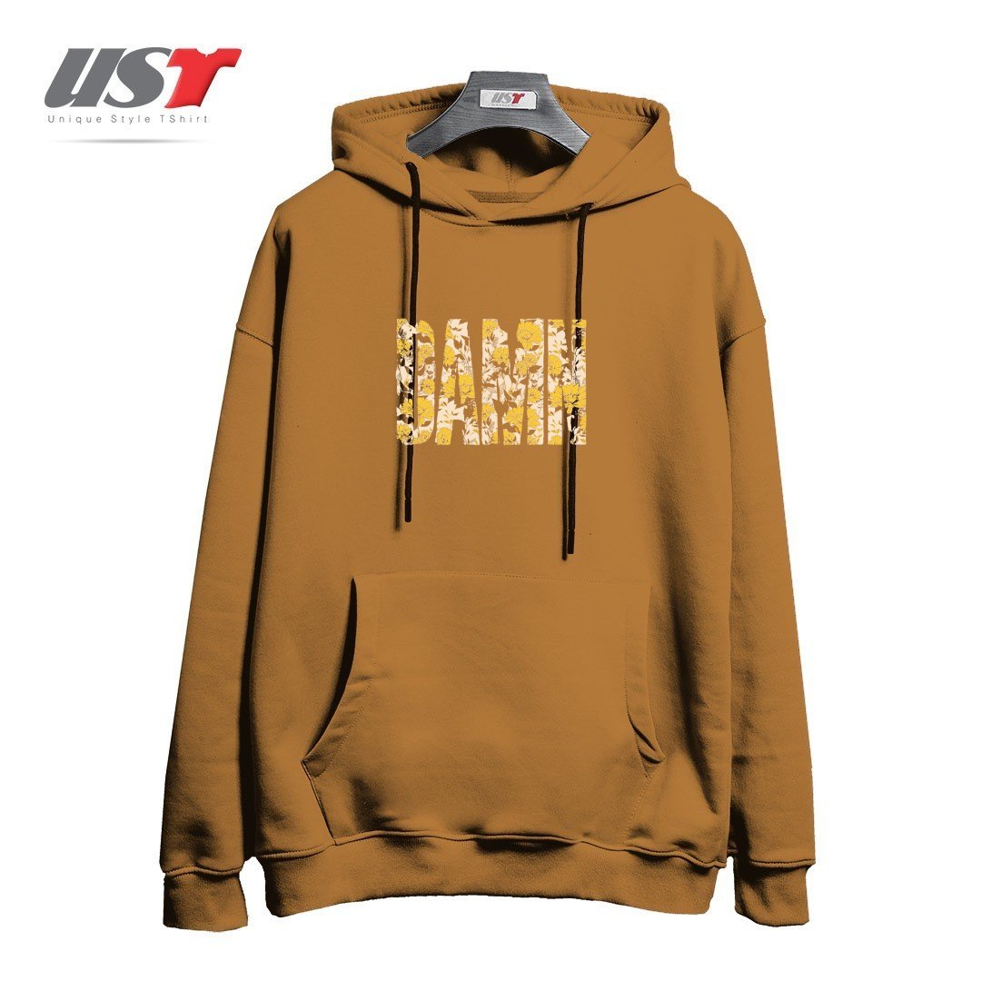 طرح FLOWERS هودی اورسایزرنگ نسکافه ای