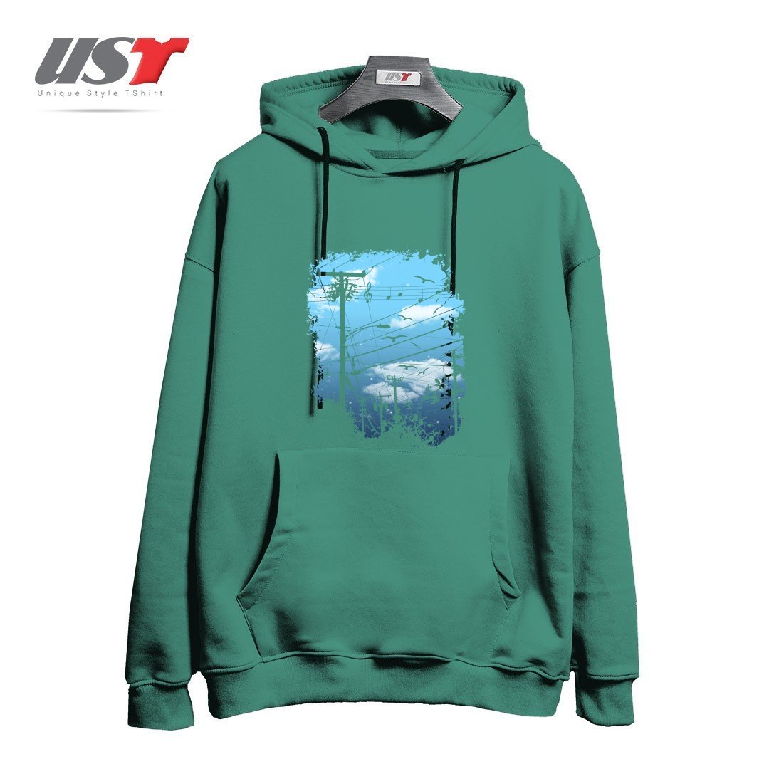 طرح ELECTRIC MUSIC CITY هودی اورسایزرنگ سبز سدری