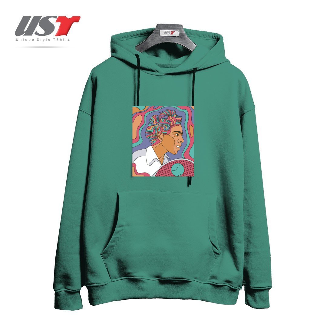 طرح ALTHEA GIBSON هودی اورسایزرنگ سبز سدری