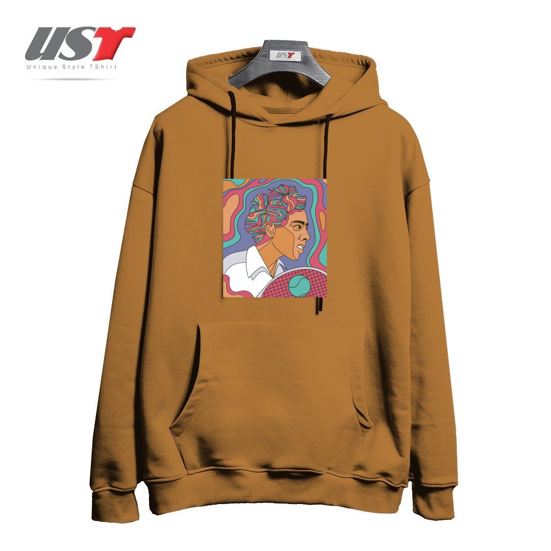 طرح ALTHEA GIBSON هودی اورسایزرنگ نسکافه ای