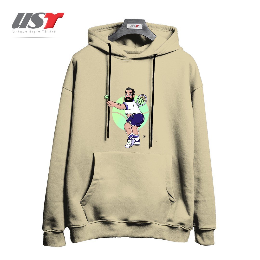 طرح RACQUET MAN هودی اورسایزرنگ نخودی