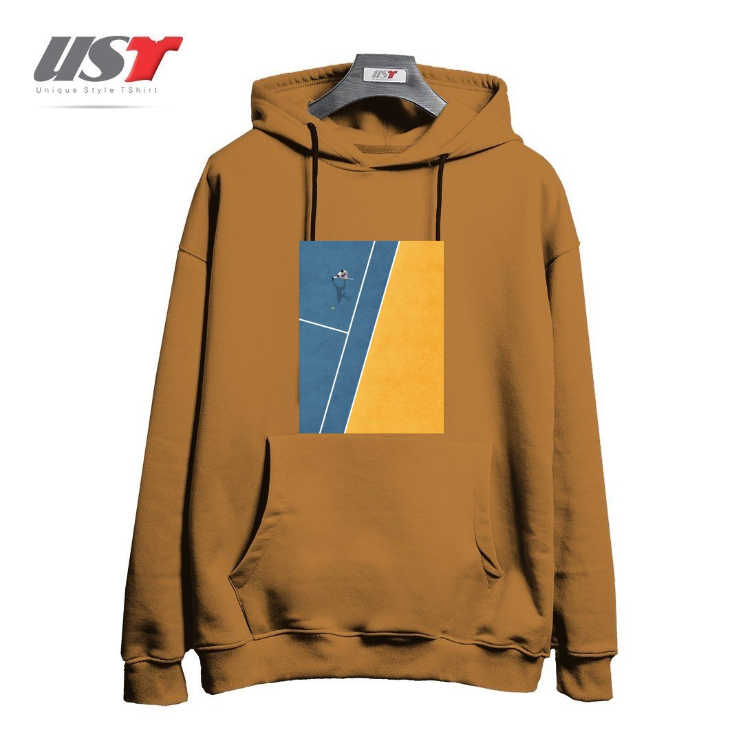 طرح TENNIS PLAYER هودی اورسایزرنگ نسکافه ای