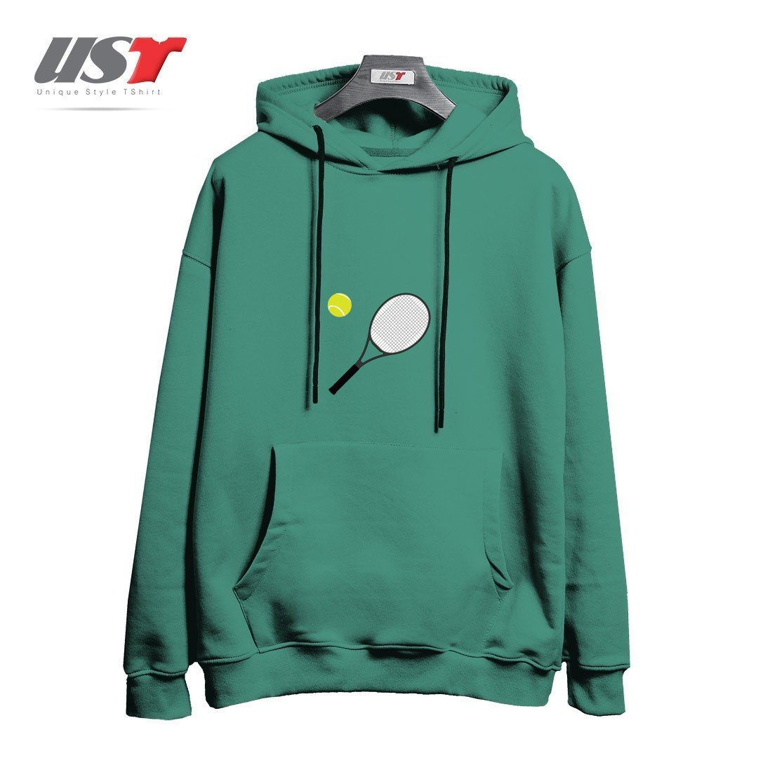 طرح TENNIS RACKET AND BALL 1 هودی اورسایزرنگ سبز سدری