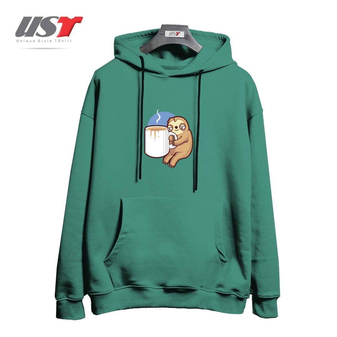 طرح AHHH MORNINGS هودی اورسایزرنگ سبز سدری