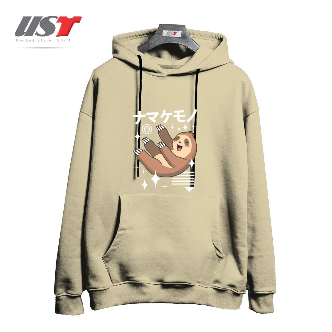 طرح KAWAII SLOTH هودی اورسایزرنگ نخودی