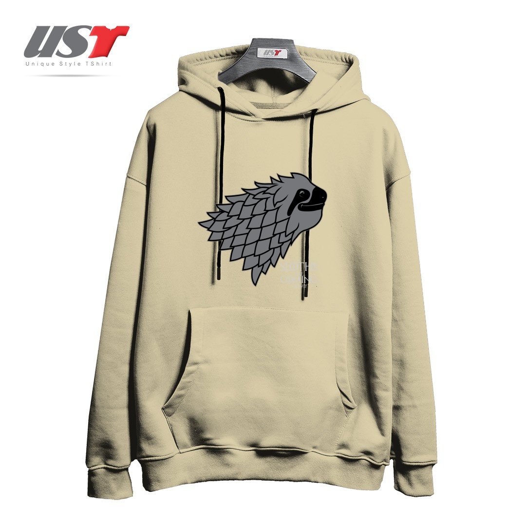 طرح SLOTHS ARE COMING! هودی اورسایزرنگ نخودی