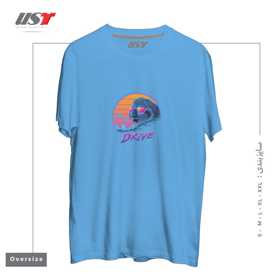 طرح SLOW DRIVE تیشرت اورسایزرنگ آبی روشن