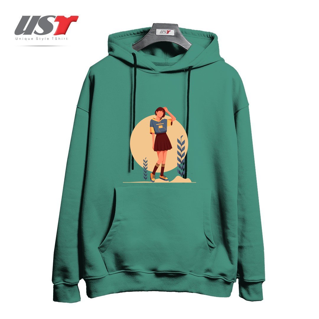 طرح Life Style13 هودی اورسایزرنگ سبز سدری