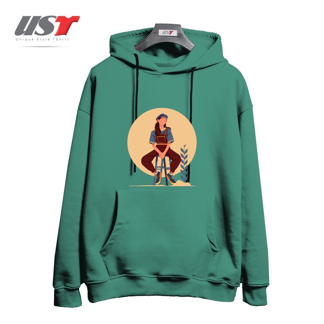 طرح Life Style23 هودی اورسایزرنگ سبز سدری