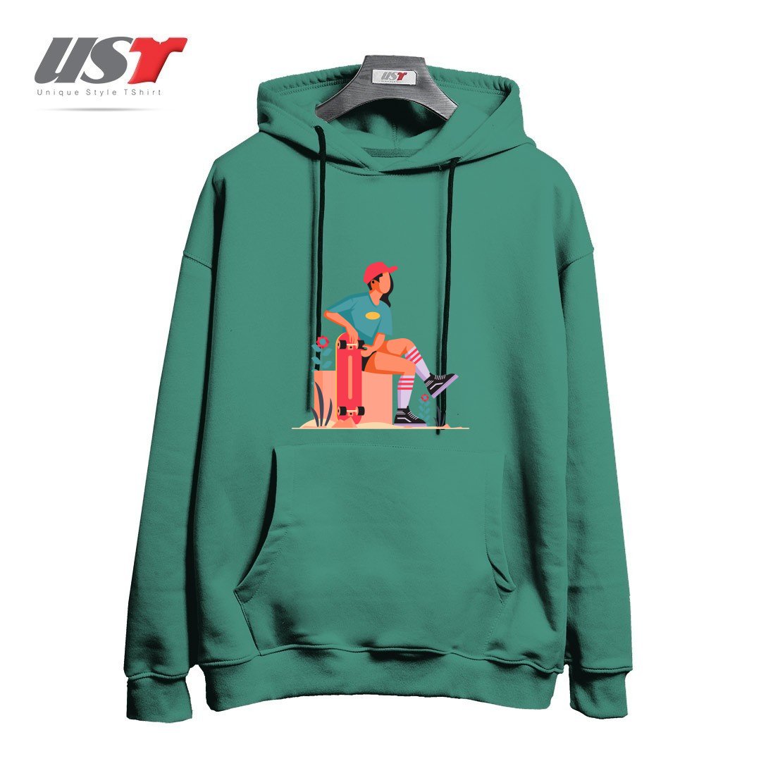 طرح Life Style29 هودی اورسایزرنگ سبز سدری