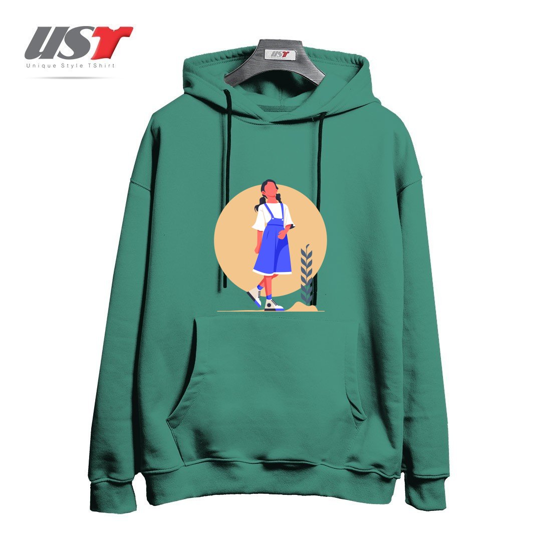 طرح Life Style30 هودی اورسایزرنگ سبز سدری