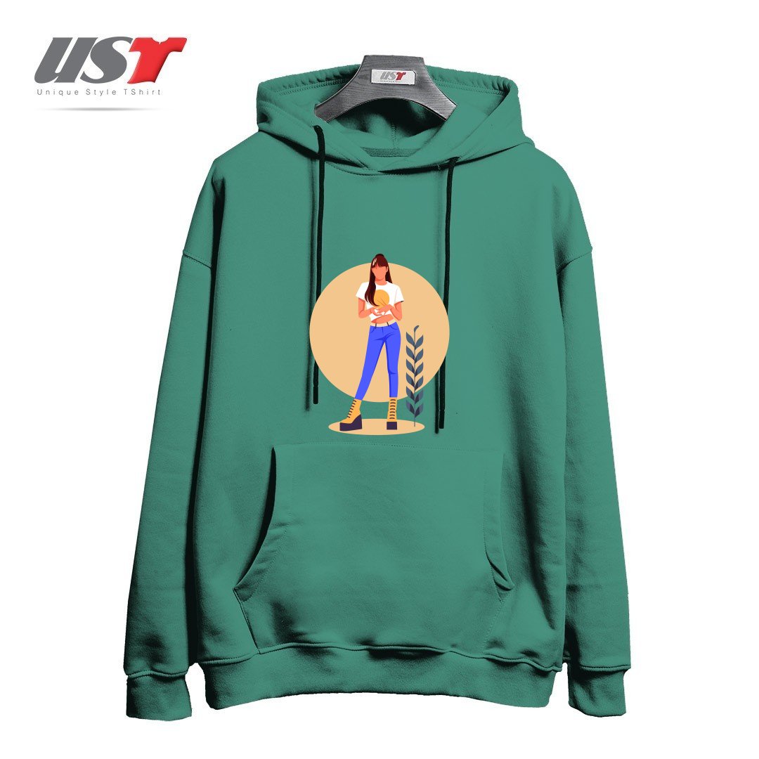 طرح Life Style33 هودی اورسایزرنگ سبز سدری