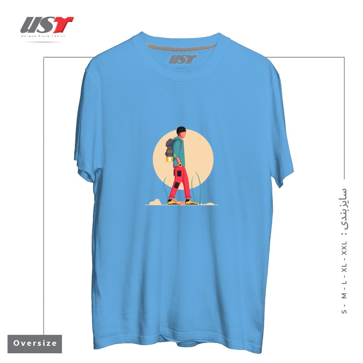 طرح Life Style35 تیشرت اورسایزرنگ آبی روشن