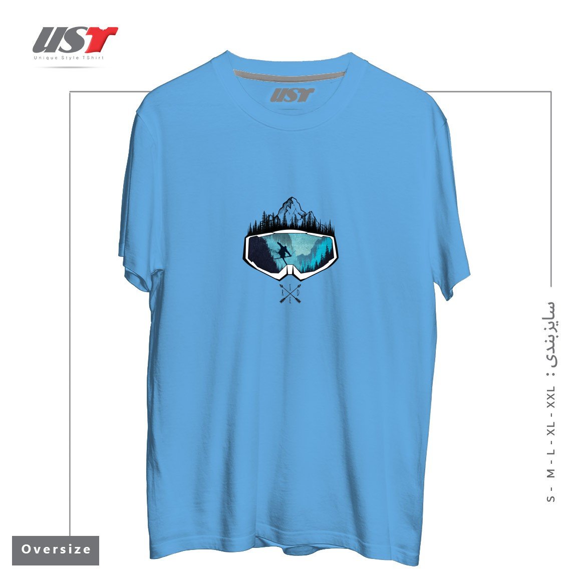 طرح MY SKI AND SNOW ART451 تیشرت اورسایزرنگ آبی روشن