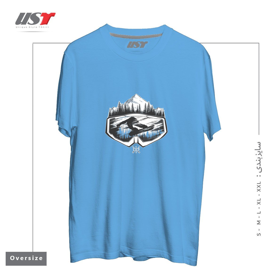 طرح SNOW AND WINTER ART تیشرت اورسایزرنگ آبی روشن