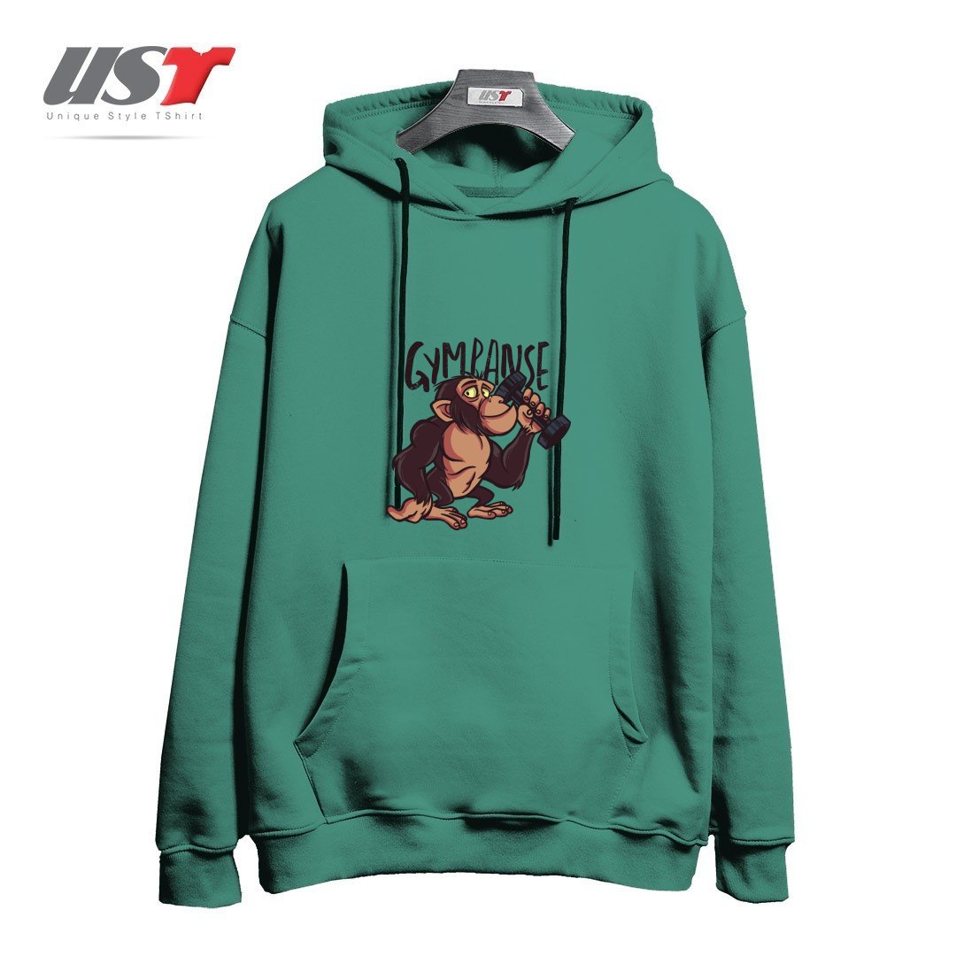 طرح GYMPANZEE هودی اورسایزرنگ سبز سدری
