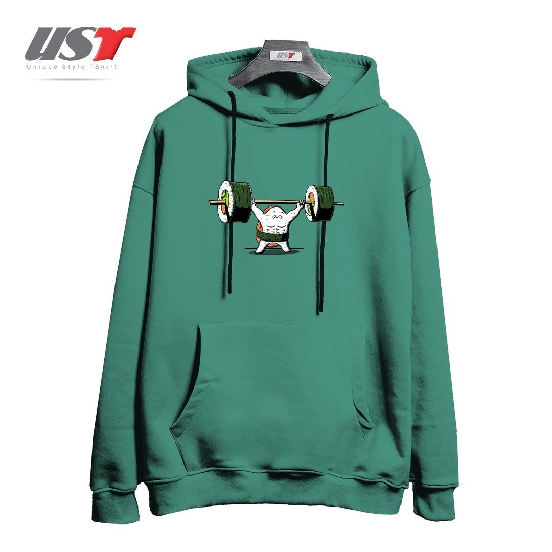 طرح HEALTHY FOOD هودی اورسایزرنگ سبز سدری