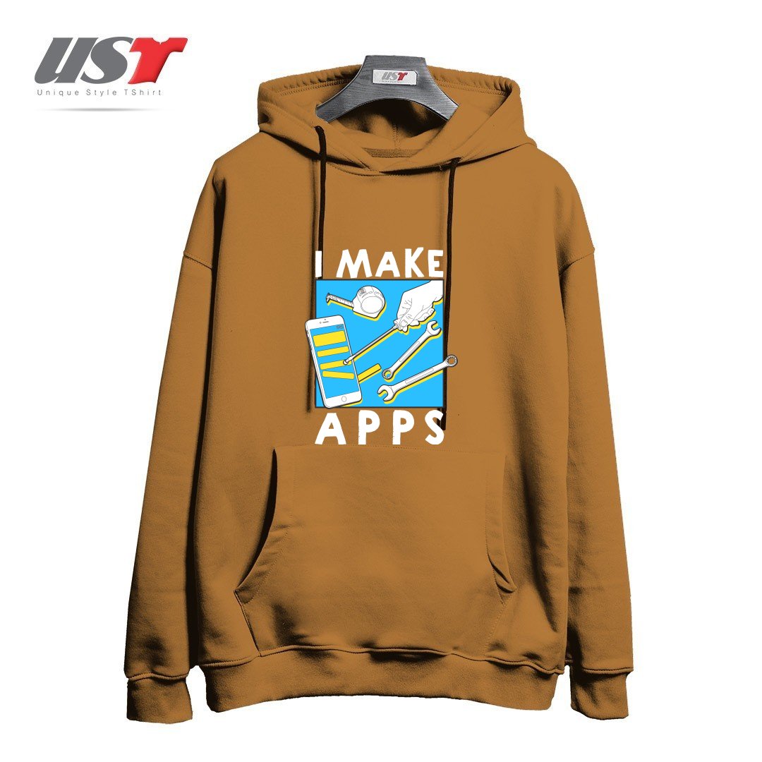 طرح THE APP GUY هودی اورسایزرنگ نسکافه ای