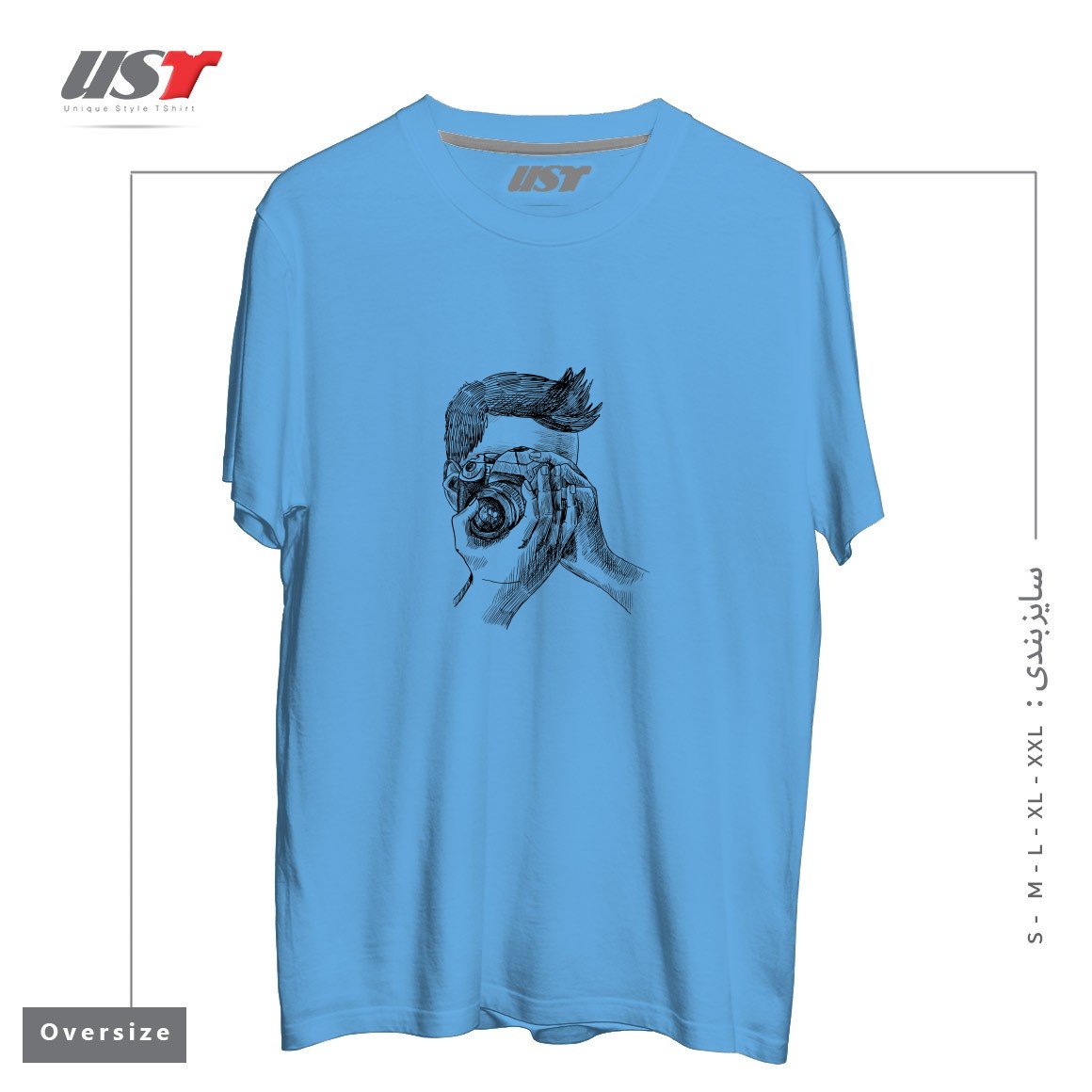 طرح PHOTOGRAPHER2 تیشرت اورسایزرنگ آبی روشن