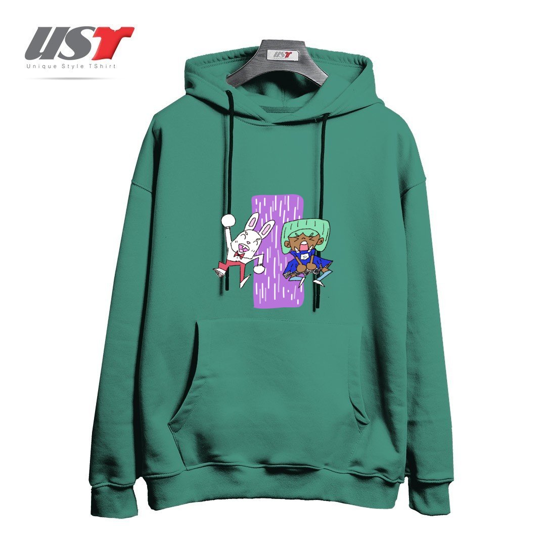 هودی اورسایز طرح ALICIA AND THE WHITE RABBIT