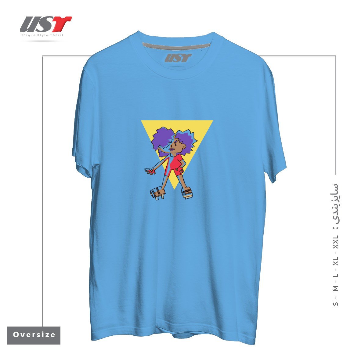 طرح DEBRA 'THUNDER' WATKINS تیشرت اورسایزرنگ آبی روشن