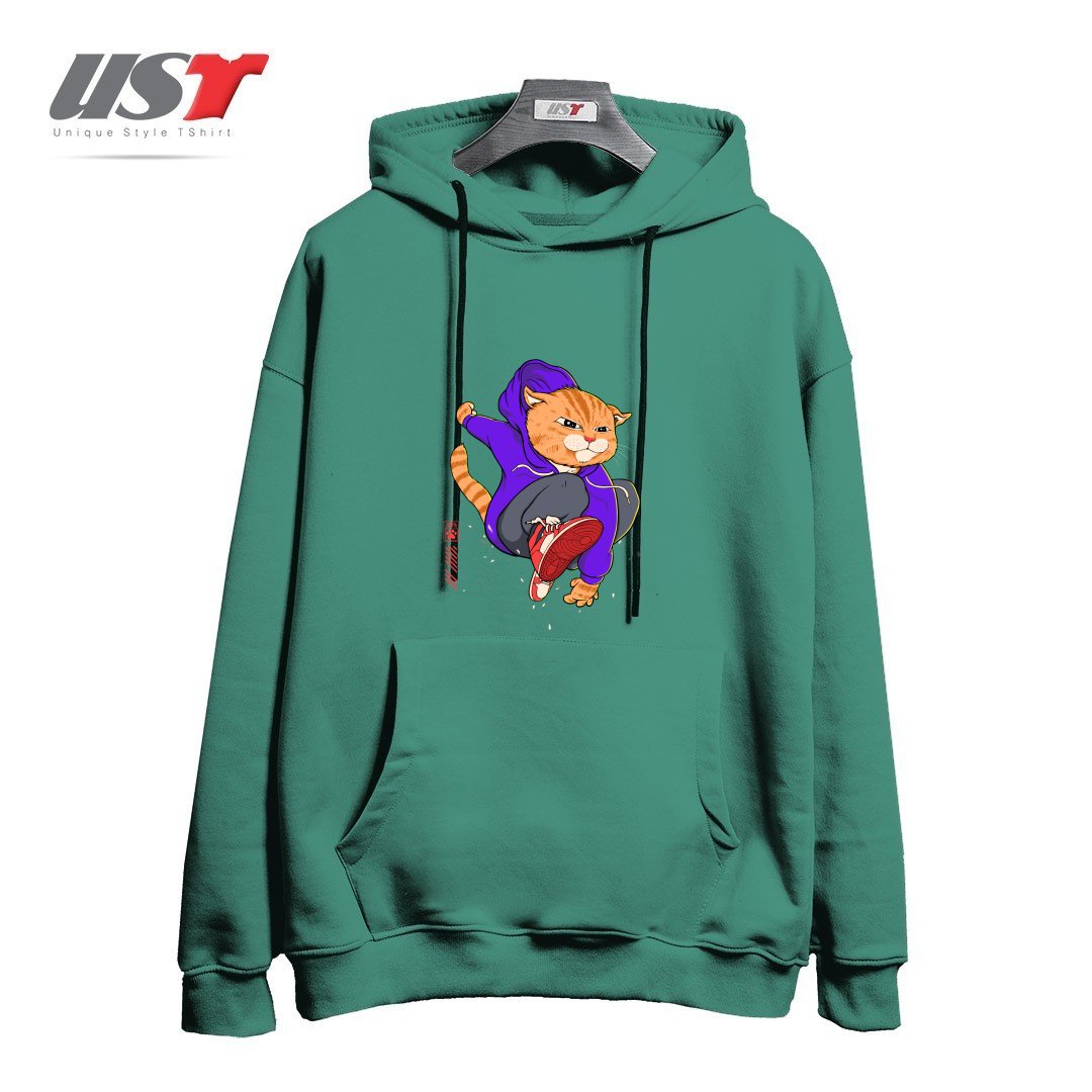 طرح PURRKOUR DOWNTOWN هودی اورسایزرنگ سبز سدری