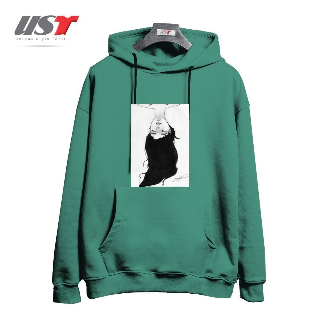 طرح WATER هودی اورسایزرنگ سبز سدری