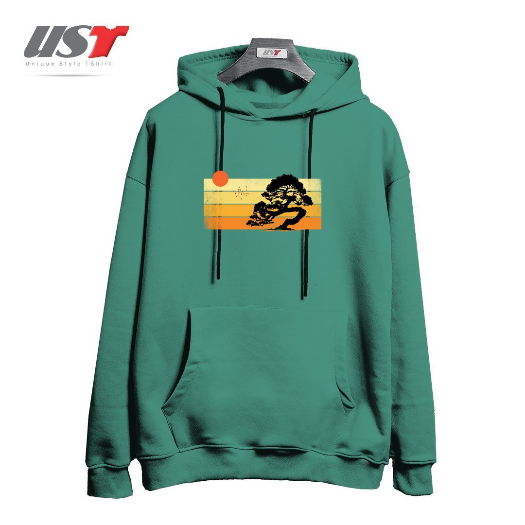 طرح A SUMMER TREE هودی اورسایزرنگ سبز سدری