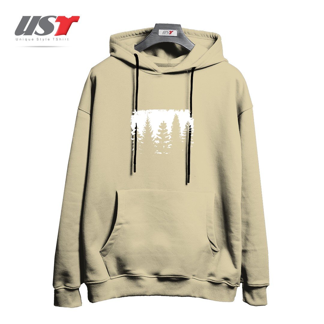 طرح FOREST SILHOUETTE هودی اورسایزرنگ نخودی