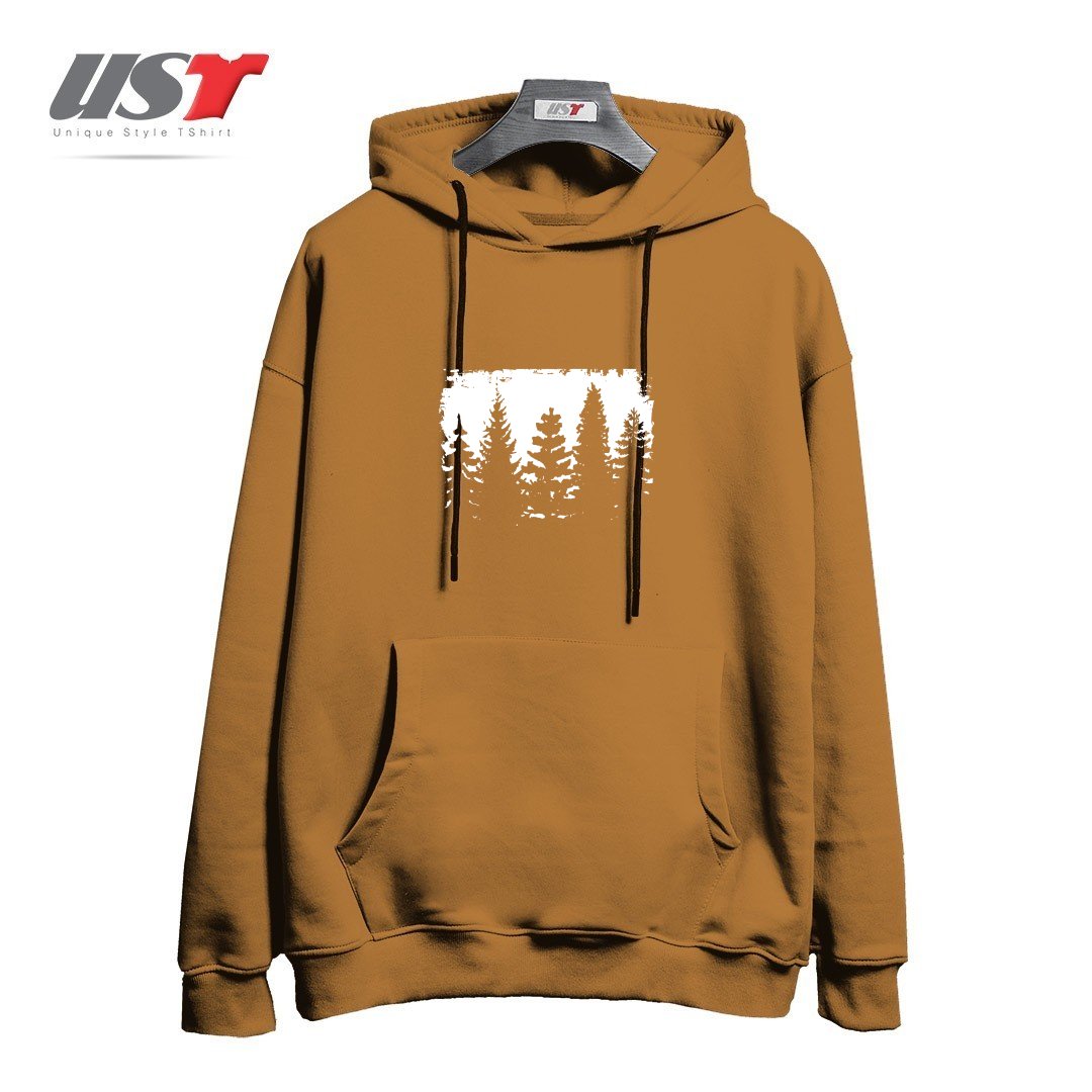 طرح FOREST SILHOUETTE هودی اورسایزرنگ نسکافه ای