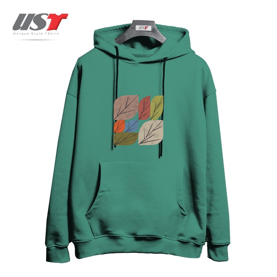 طرح LEAF GRID هودی اورسایزرنگ سبز سدری