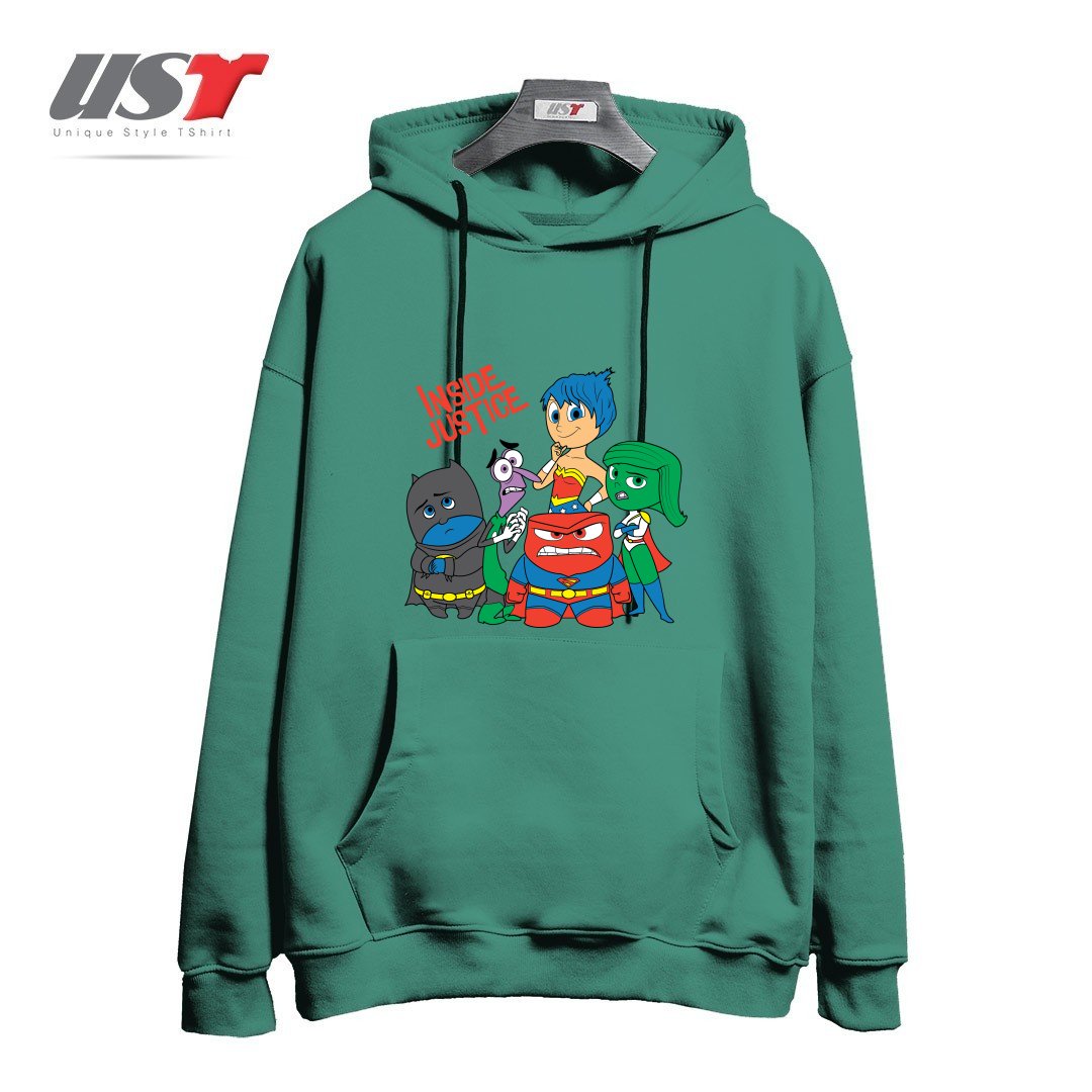 طرح INSIDE JUSTICE هودی اورسایزرنگ سبز سدری