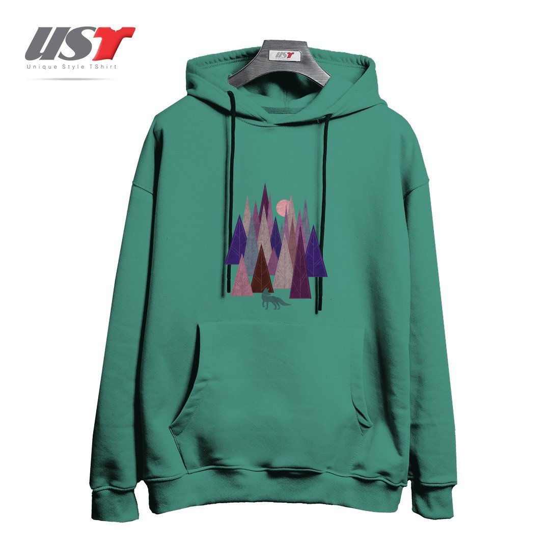 طرح STRANGE FOREST هودی اورسایزرنگ سبز سدری