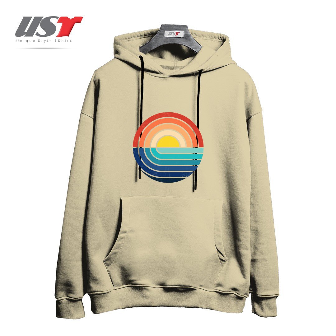 طرح SUNSET AND WAVES هودی اورسایزرنگ نخودی