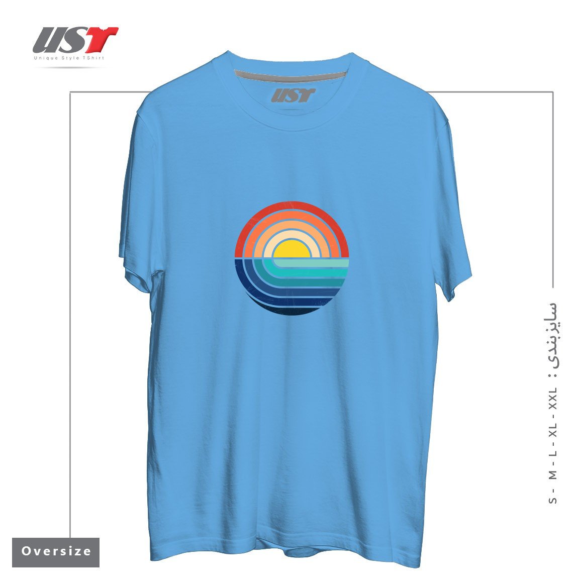 تیشرت اورسایز طرح SUNSET AND WAVES