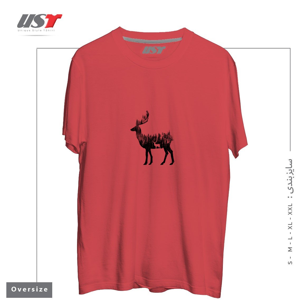 تیشرت اورسایز طرح THE DEER