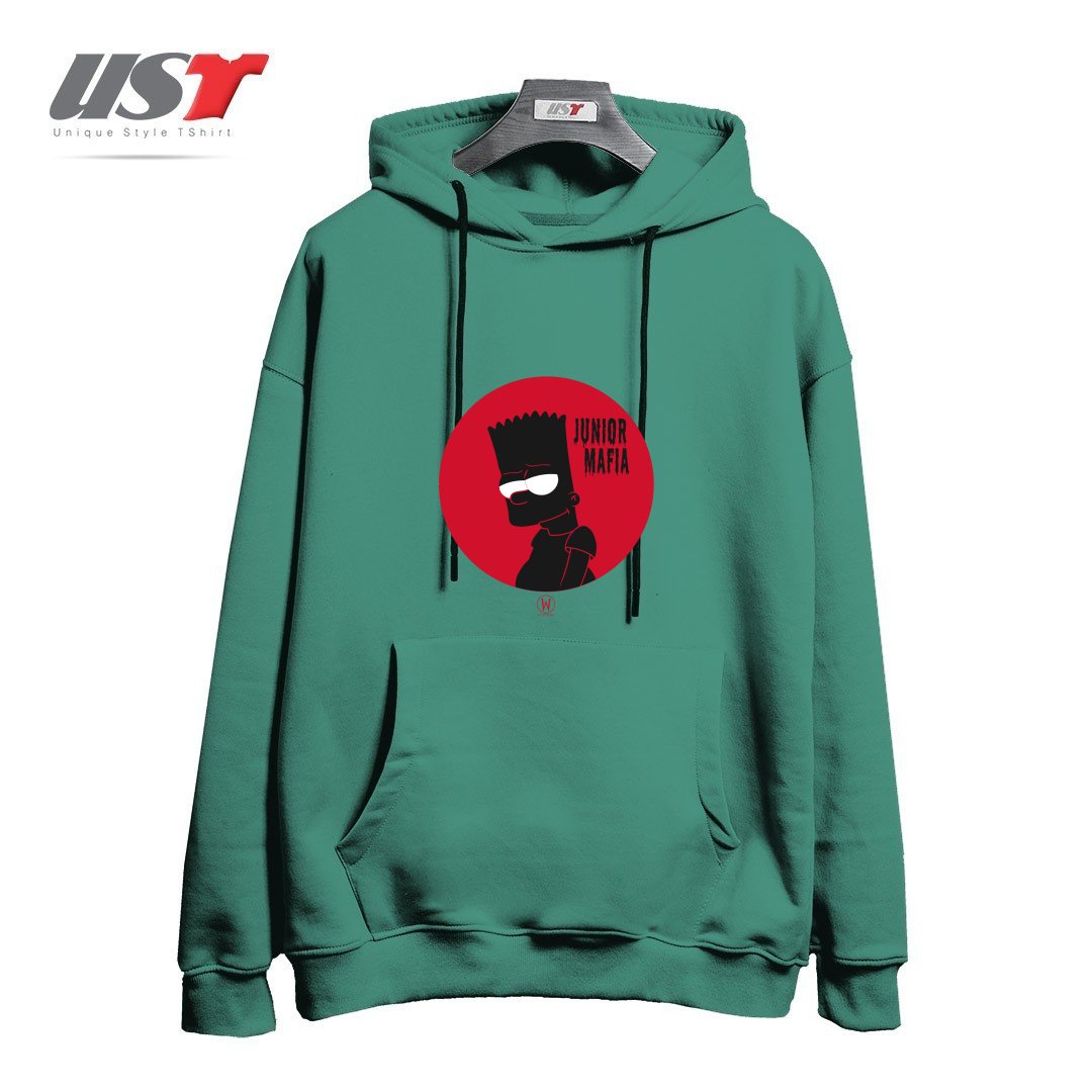 طرح JUNIOR MAFIA هودی اورسایزرنگ سبز سدری