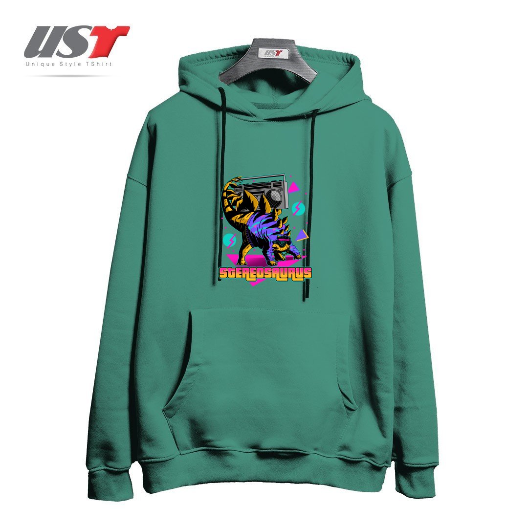 طرح STEREOSAURUS - A RAD DINOSAUR هودی اورسایزرنگ سبز سدری