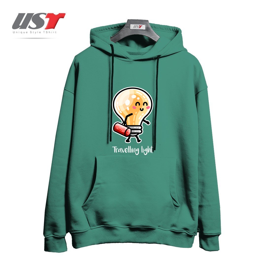 طرح KAWAII CUTE TRAVELLING LIGHT PUN هودی اورسایزرنگ سبز سدری